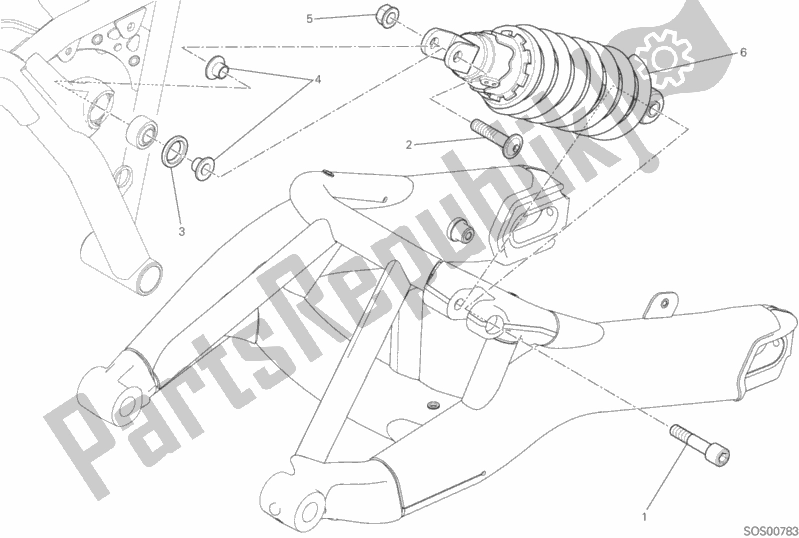 All parts for the Sospensione Posteriore of the Ducati Scrambler Sixty2 Thailand 400 2016